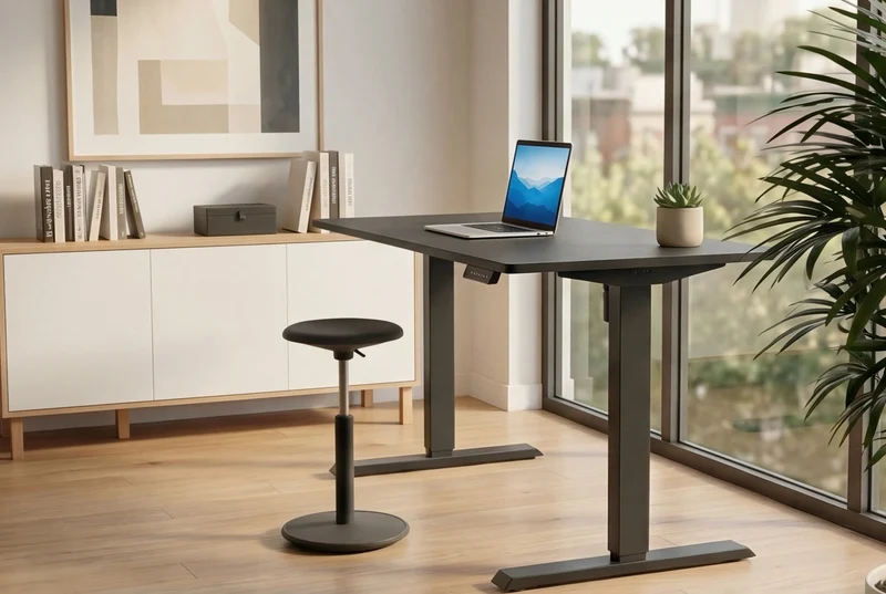 Bureau réglable en hauteur BLACK DESK 140cm structure métal noir anthracite