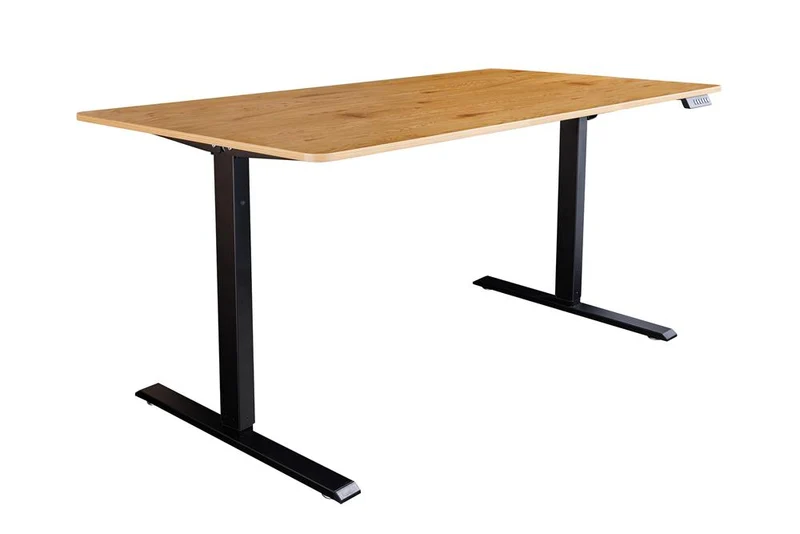 Bureau réglable en hauteur OAK DESK 140cm design chêne naturel structure métal noir