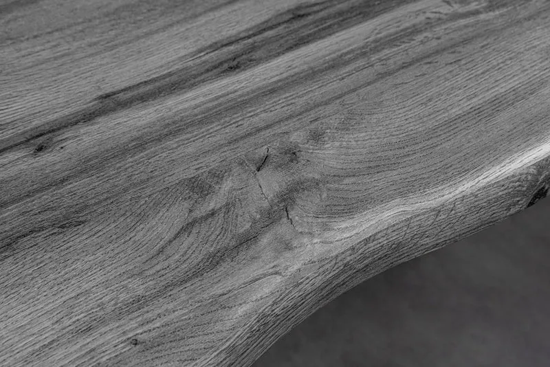 Table de bar industrielle WILD 120cm chêne sauvage gris design métal noir structure en X