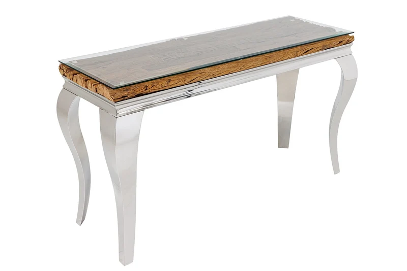 Console MODERN BAROCK BARRACUDA 140cm chrome incl. glass top w/o teak top