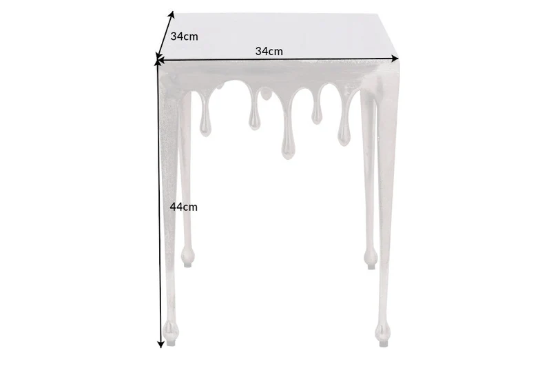 Table d’appoint extravagante LIQUID LINE S 34cm design en forme de larme argentée