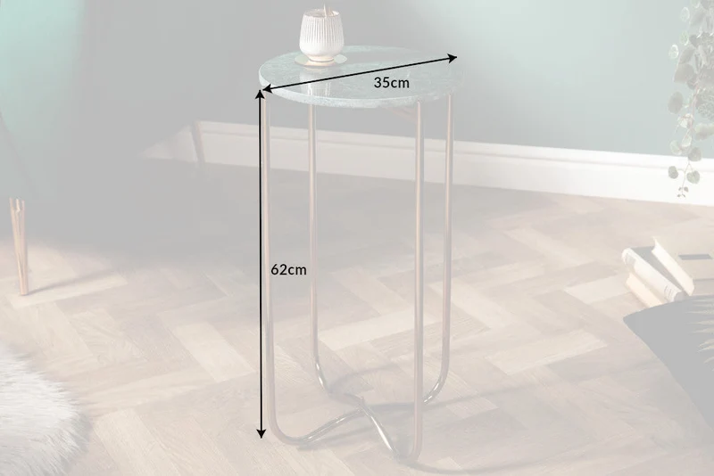 Table d’appoint artisanale NOBLE I 35cm plateau amovible en marbre vert rond