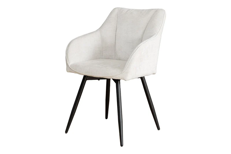 Lot de 2x chaises pivotante rétro AVIGNON beige chenille pieds métal noir