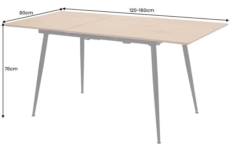 Table à manger extensible APARTMENT 120-160cm chêne sauvage naturel structure métal noir
