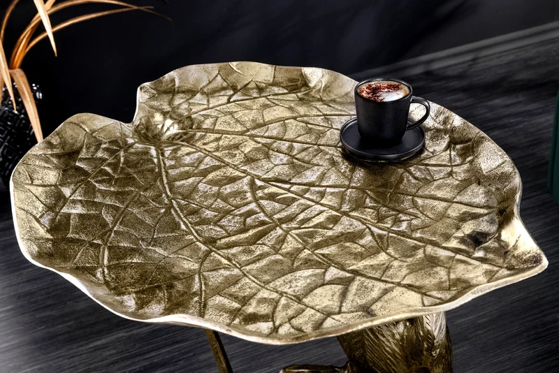 Table d'appoint design WILDLIFE MONKEY 60cm métal doré antique fait main