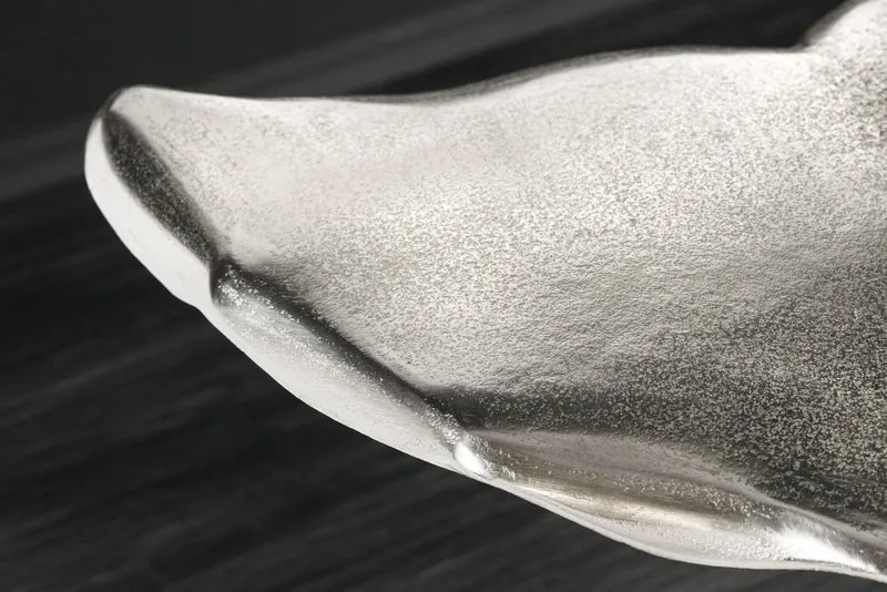 Table d'appoint design WILDLIFE aileron de baleine 60cm métal argenté fait main