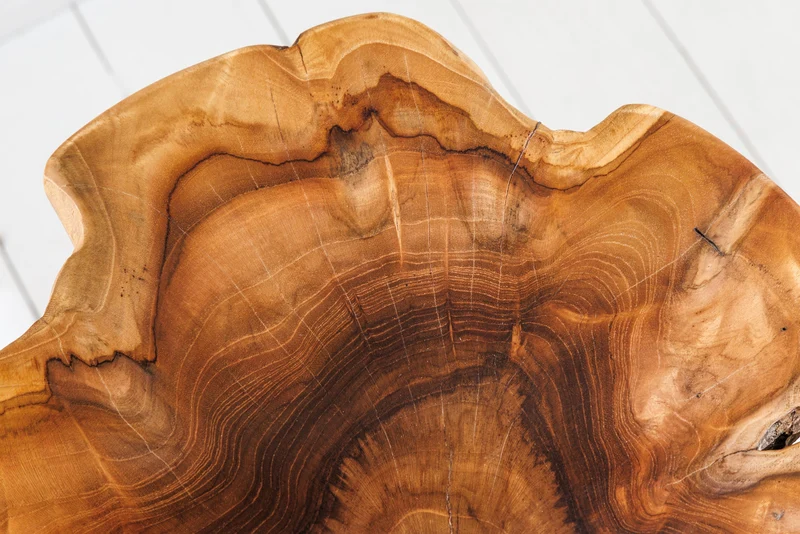 Table d'appoint en bois massif ROOT 70cm en teck naturel en bois de racine au design sur pilotis