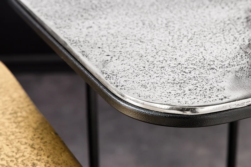 Lot de 2 tables d'appoint ABSTRACT 55cm or argent noir métal fait main