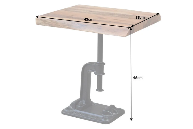 Table d'appoint authentique FACTORY 50cm en bois massif d'acacia bord d'arbre design industriel