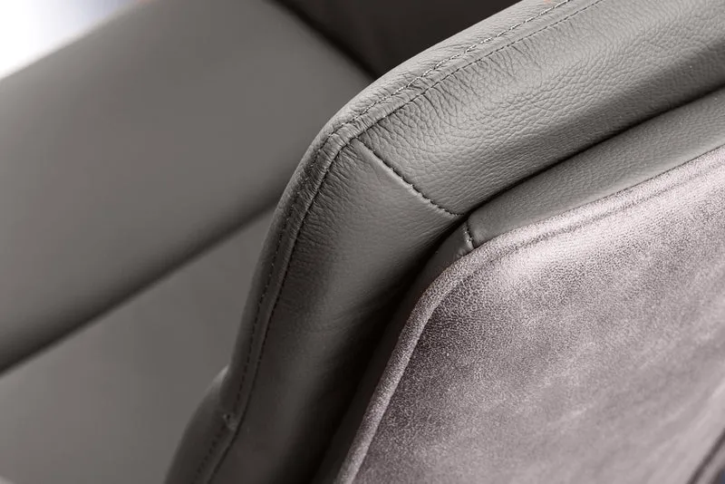 Chaise pivotante design BIG GEORGE taupe cuir véritable microfibre avec accoudoirs Rétro