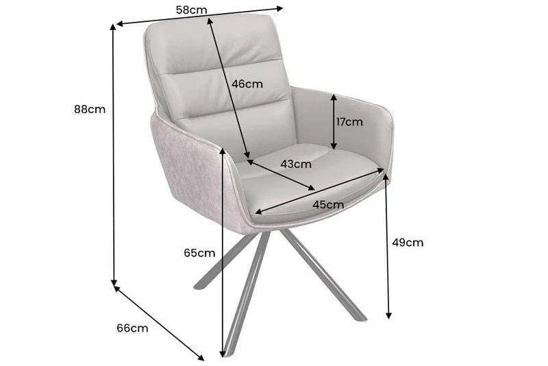 Chaise design pivotante BIG GEORGE noir anthracite cuir véritable microfibre avec accoudoirs