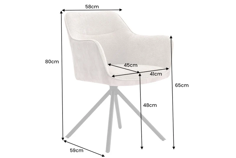 Lot de 2x chaises pivotante VERONA tissu texturé velours beige champagne avec accoudoirs pieds métal noir
