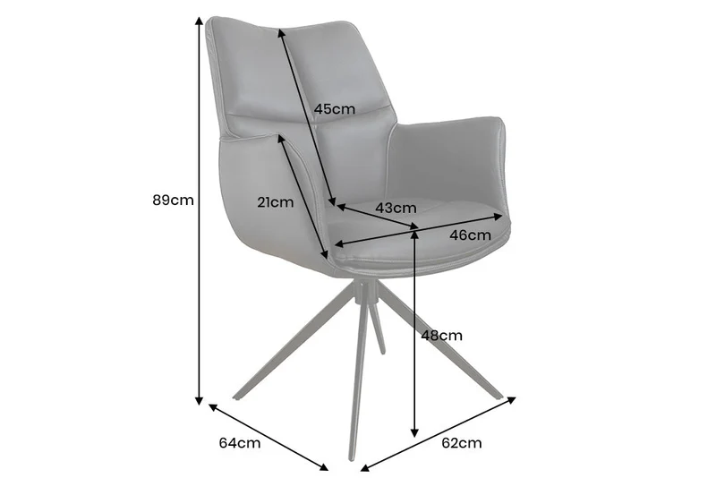 Lot de 2x chaises pivotante PAPILLON en cuir véritable noir avec accoudoirs, structure noire