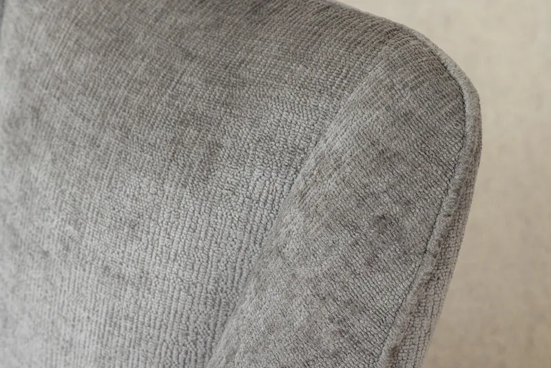 Lot de 2x chaises pivotante rétro AVIGNON chenille grise pieds métal noir