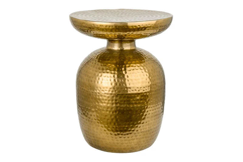 Table d'appoint artisanale ORIENT 50cm design martelé doré