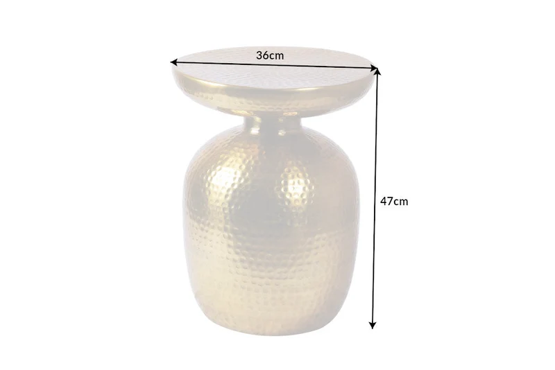 Table d'appoint artisanale ORIENT 50cm design martelé doré