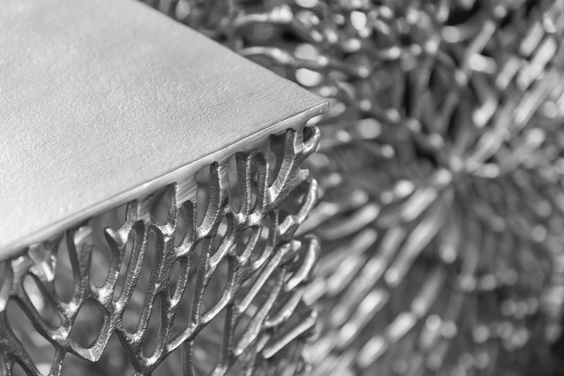 Table d'appoint en filigrane, lot de 2, ABSTRACT LEAF, 45 cm, argent, fait main