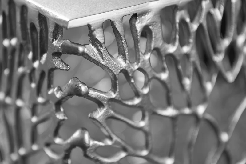 Table d'appoint en filigrane, lot de 2, ABSTRACT LEAF, 45 cm, argent, fait main