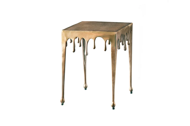 Table d'appoint extravagante LIQUID LINE S 34cm design goutte d'or
