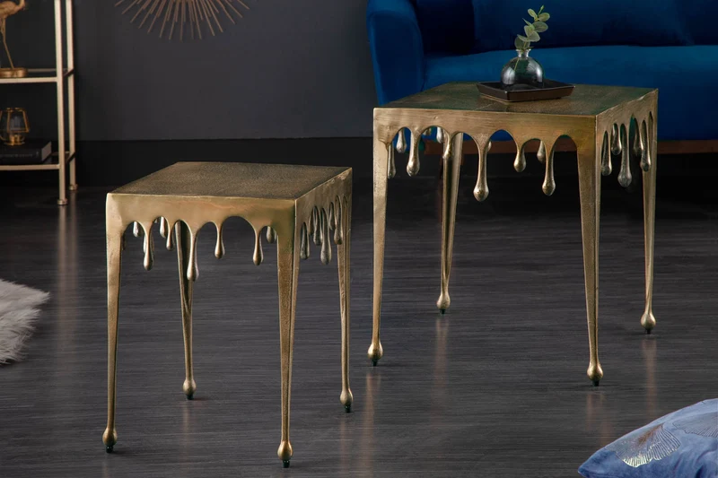 Table d'appoint extravagante LIQUID LINE S 34cm design goutte d'or