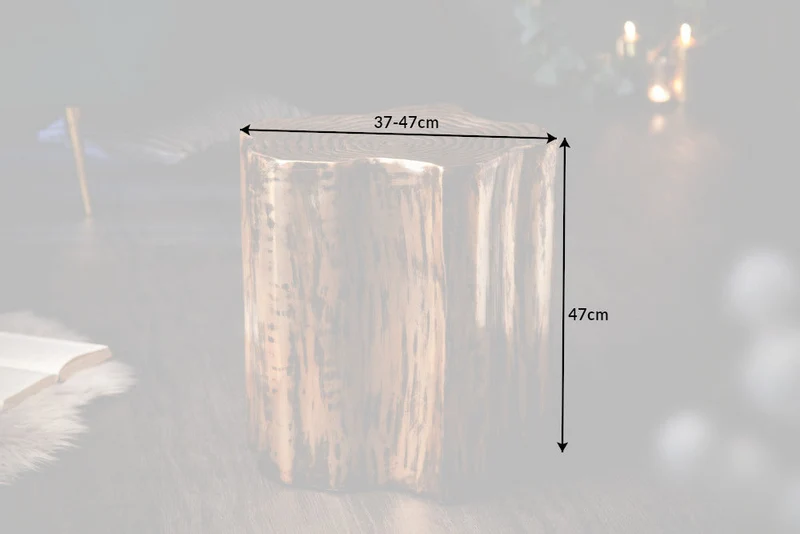 Table d’appoint extravagante ORGANIC ORIENT 45cm design tronc d’arbre en métal doré
