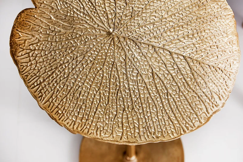 Table d'appoint design faite main ABSTRACT LEAF 40cm or