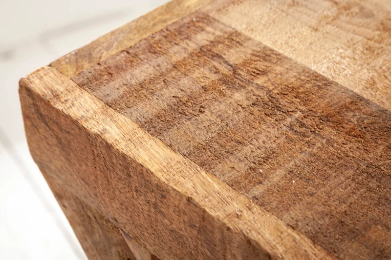Table d'appoint massive Z 45 cm en bois de manguier en forme de Z faite à la main
