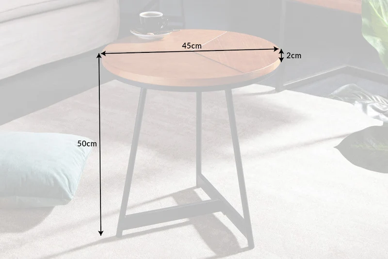 Table d'appoint ronde OAK ELEGANCE 45cm design chêne structure métal noir