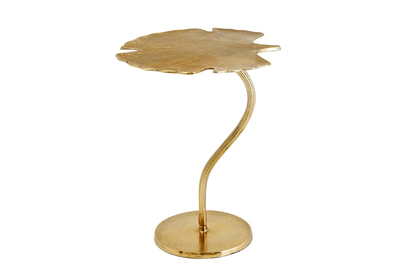 Table d'appoint décorative GINKGO LEAF 55cm métal doré fait main