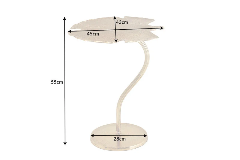 Table d'appoint décorative GINKGO LEAF 55cm métal doré fait main