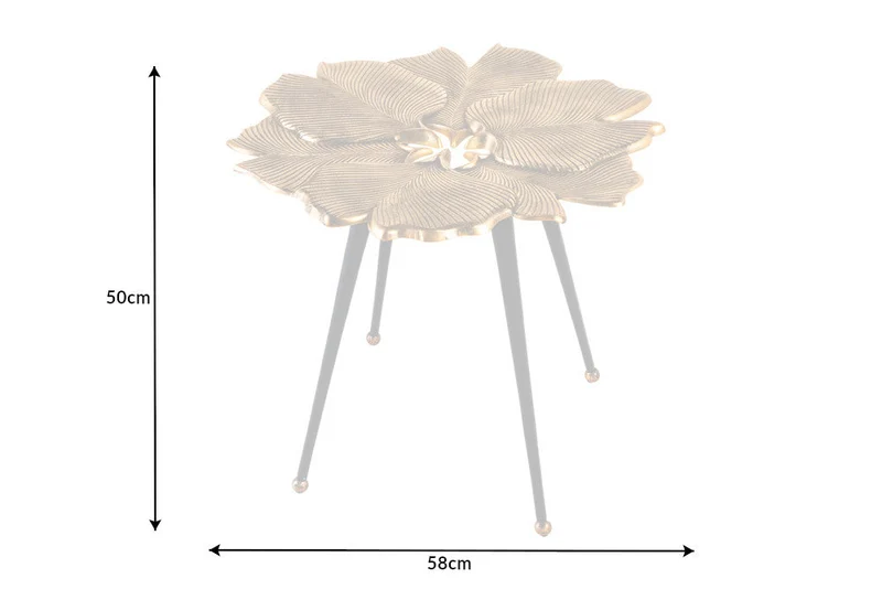 Table d'appoint décorative GINKGO LEAFS 60cm métal doré fait main