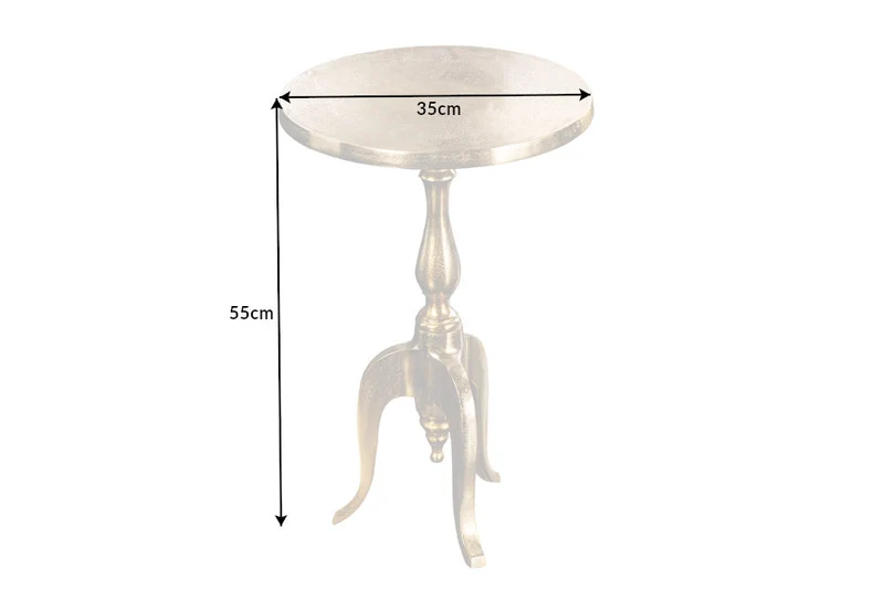 Table d'appoint baroque SAVOY 55cm métal doré trépied ronde vintage