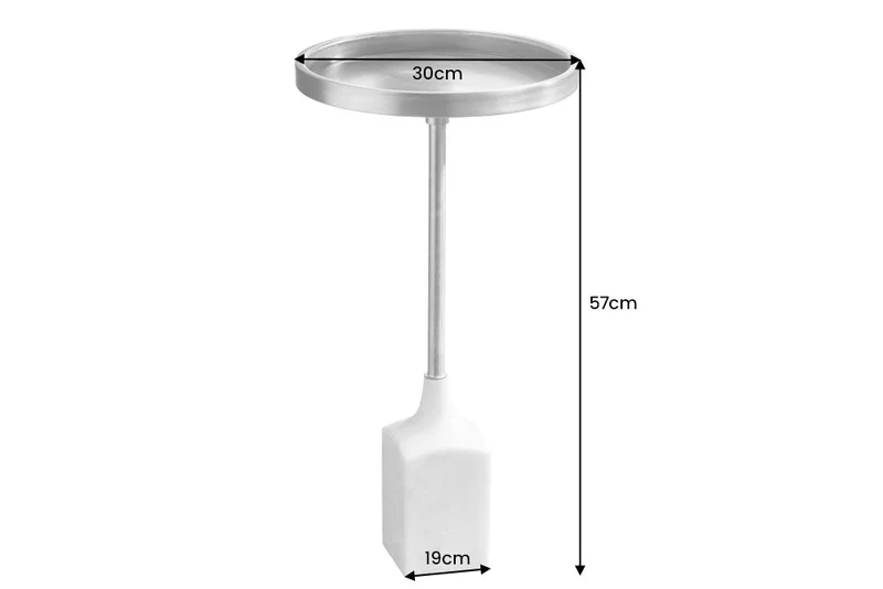 Table d'appoint design TRAYFUL 60cm base marbre blanc doré antique fait main ronde