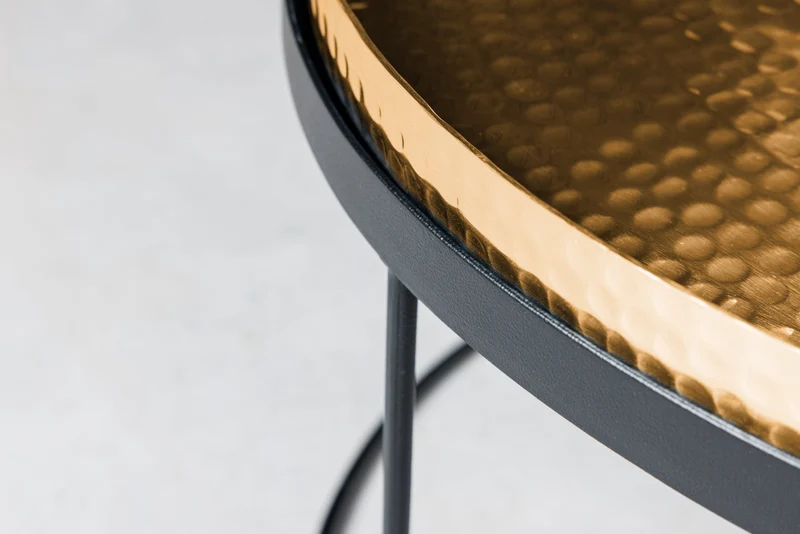 Ensemble de 2 tables d'appoint design ELEMENTS 55 cm dorées faites à la main rondes