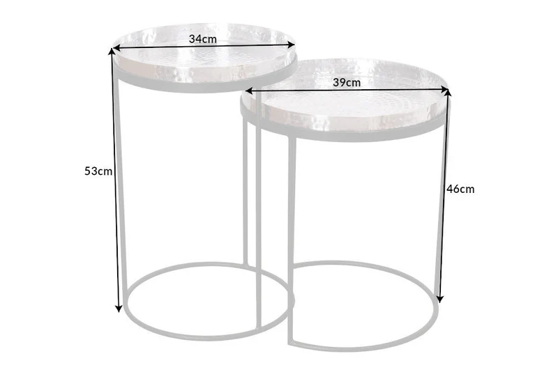 Ensemble de 2 tables d'appoint design ELEMENTS 55 cm dorées faites à la main rondes