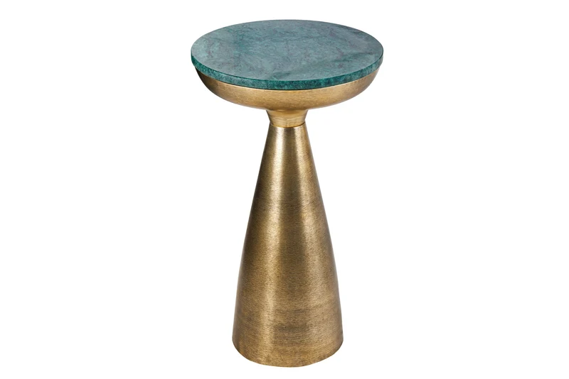 Table d'appoint ronde ELEMENTS 55 cm en marbre vert doré faite main
