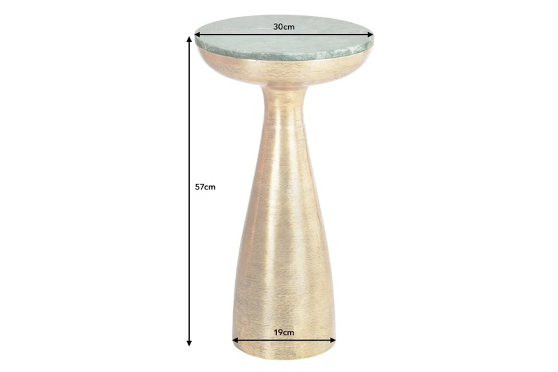 Table d'appoint ronde ELEMENTS 55 cm en marbre vert doré faite main
