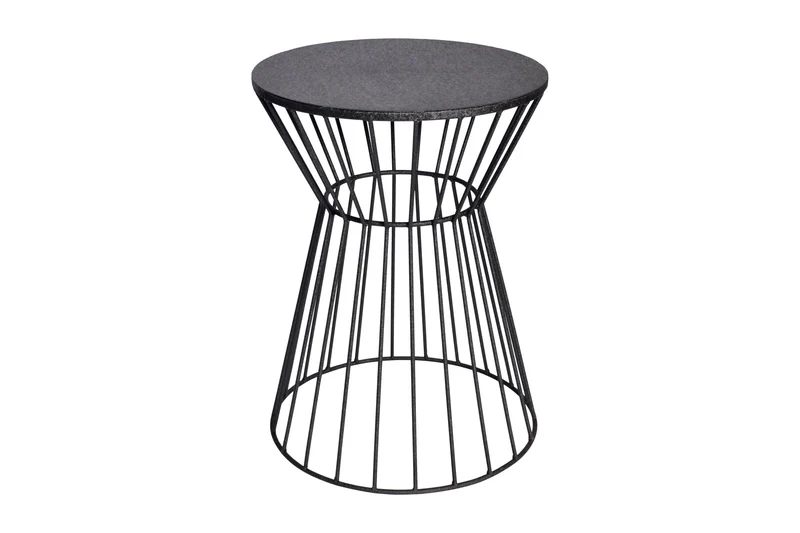 Table d'appoint ronde VARIATION 45cm structure métal noir fer fait main