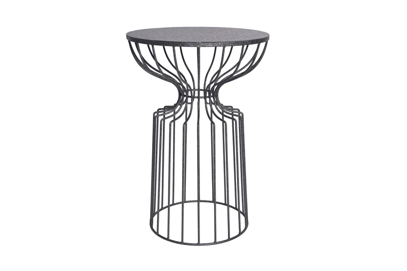 Table d'appoint ronde VARIATION 55cm structure en fer noir fait main