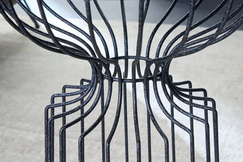 Table d'appoint ronde VARIATION 55cm structure en fer noir fait main