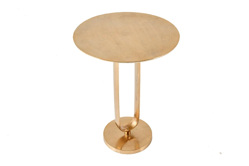 Table d'appoint ronde ELEGANCE 60cm métal doré aluminium fait main