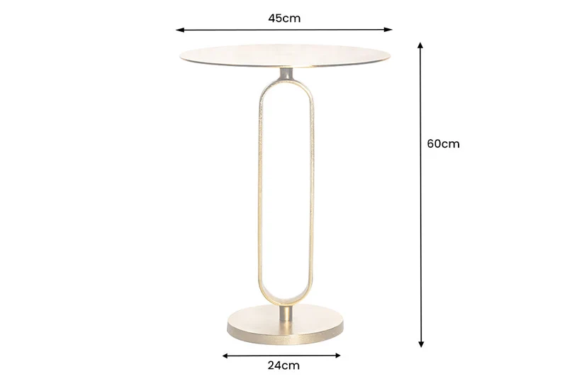 Table d'appoint ronde ELEGANCE 60cm métal doré aluminium fait main