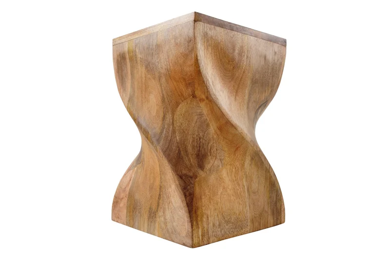 Tabouret massif TWIST 45cm en bois de manguier naturel table d'appoint faite main