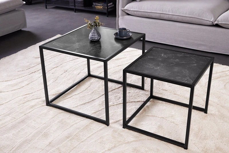 Lot de 2 tables d'appoint SLIM LINE 50cm tables basses en métal graphite