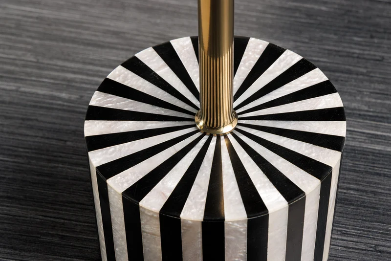 Table d'appoint en marqueterie d'os HARMONY NATURE 55 cm noir blanc incrustation artisanale