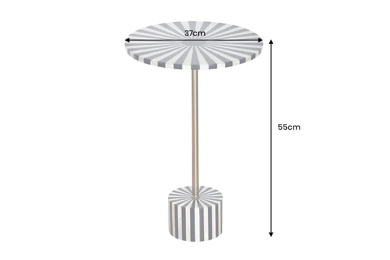 Table d'appoint en marqueterie d'os HARMONY NATURE 55 cm noir blanc incrustation artisanale