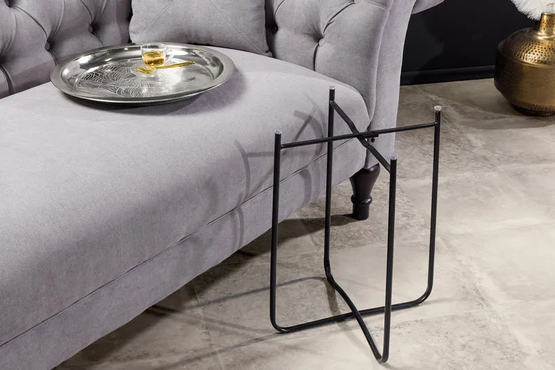 Table d'appoint orientale CASABLANCA 50cm plateau noir argenté amovible pliable