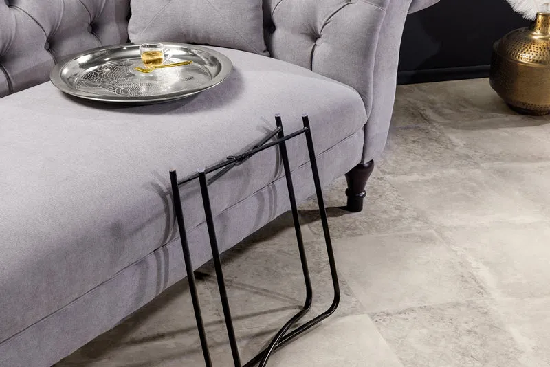 Table d'appoint orientale CASABLANCA 50cm plateau noir argenté amovible pliable