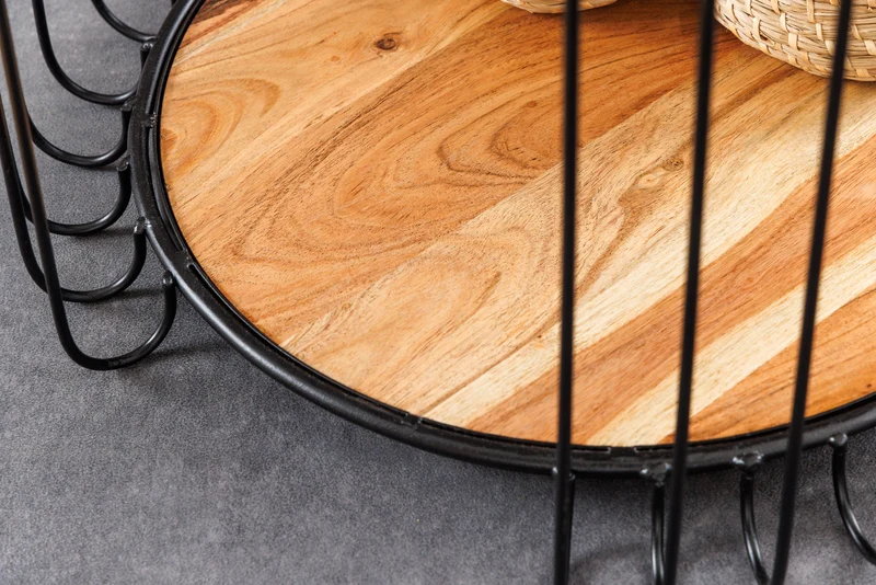 Table d'appoint industrielle TRUE ELEMENTS 50cm en bois massif d'acacia naturel