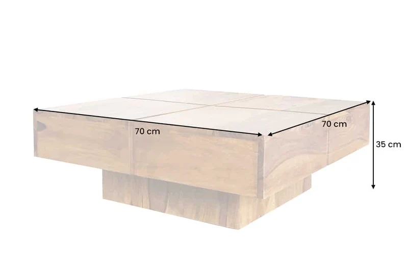 Table basse design en bois massif BOLT 70cm marron finition pierre de Sheesham faite main